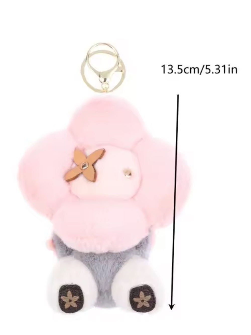 Plush Flower Keychain Wristlet Clutch - Pink